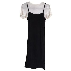 H&M Women’s Black Stretch Strap With Attached Shirt Dress Size 2 Faux Layered